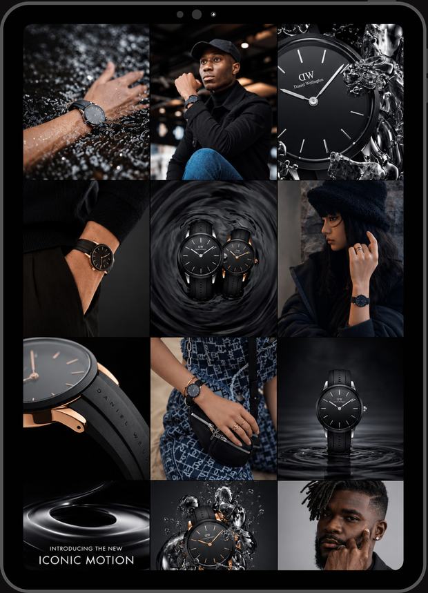 Luxury Product content grid shown on a tablet